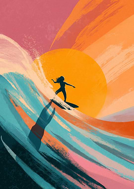 Surfing Silhouette at Sunset