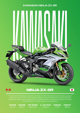 Kawasaki Ninja ZX-6R Motorcycle Poster