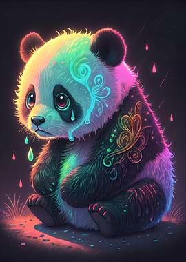 Neon Sad Panda Tears