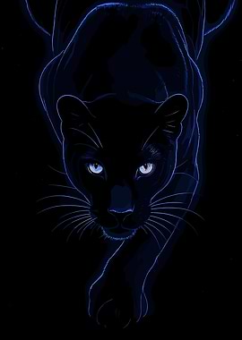 Black Panther with Blue Outline