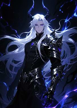 Horned Warrior with White Hair