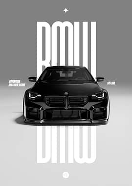 BMW G87 M2 Black Car Poster