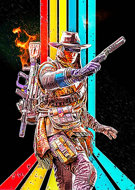 Retro Futuristic Cowboy with Gun