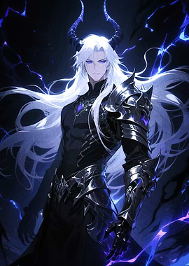 Horned Warrior with White Hair