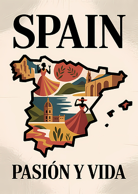 Spain: Pasion y Vida Travel Poster