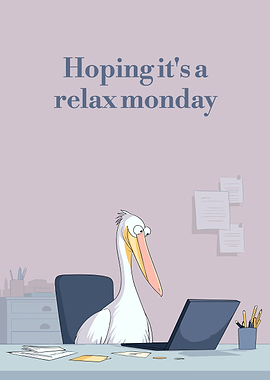 Relax Monday with Pelican Cartoon