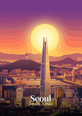 Seoul South Korea Cityscape Illustration