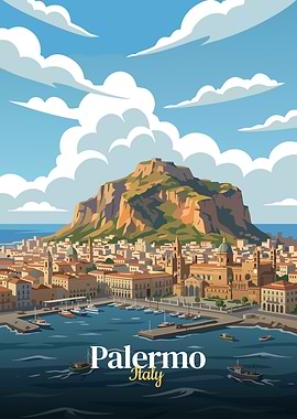 Palermo Italy Travel Poster Illustration