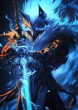 Wolf Warrior with Glowing Sword