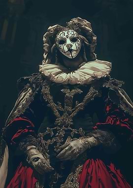 Masked Figure in Baroque Costume