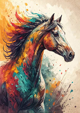 Colorful Horse Portrait