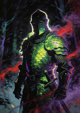Green Knight in Dark Fantasy Art