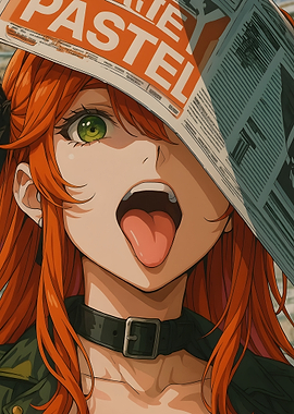 Anime Girl with Newspaper Hat