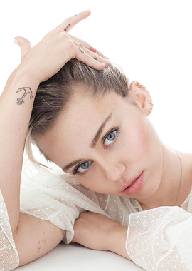 Miley Cyrus Portrait with Anchor Tattoo