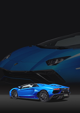 Blue Lamborghini Aventador Ultimate Roadster