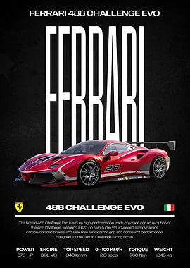 Ferrari 488 Challenge Evo Poster