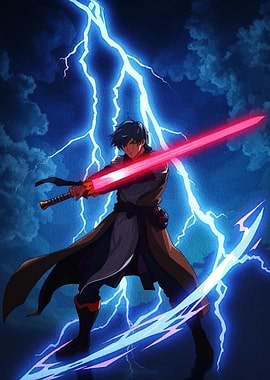 Anime Swordsman with Energy Blade
