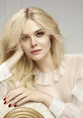 Elle Fanning Portrait in White Blouse