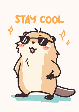 Cool Otter Cartoon Illustration