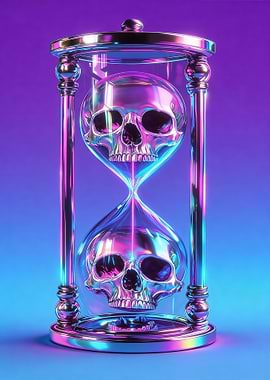 Skull Hourglass with Neon Lighting