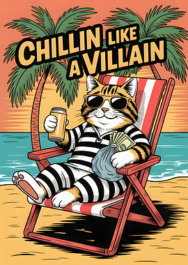 Chillin' Like a Villain Cat Beach