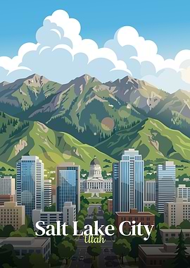 Salt Lake City Utah Illustration