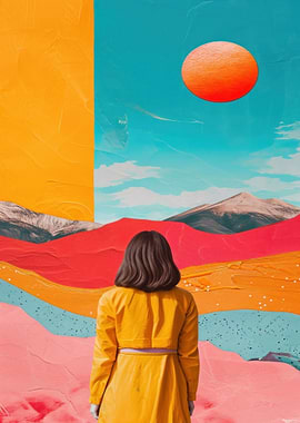 Abstract Landscape with Figure and Sun