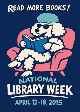 National Library Week Poodle Reading