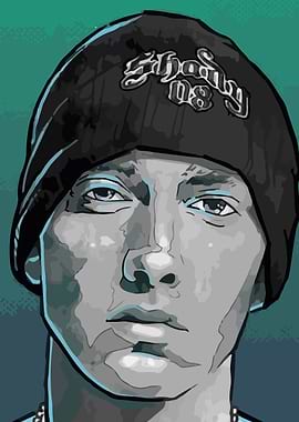 Eminem Portrait with Shady Beanie