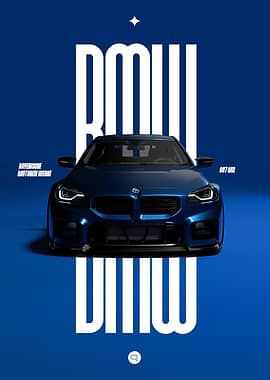 BMW G87 M2 Darkblue Car Poster