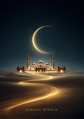 Ramadan Mubarak Mosque Crescent Moon