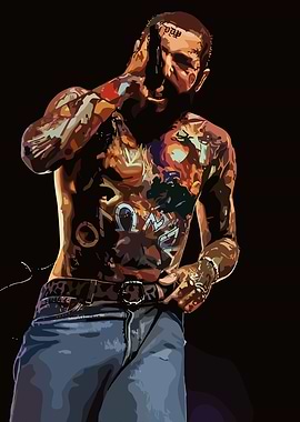 Tattooed Man Portrait on Black Background