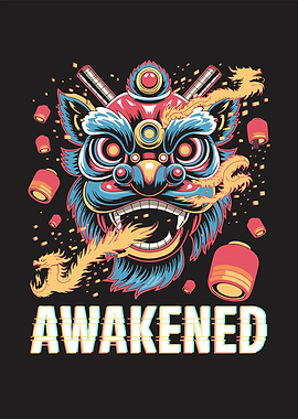 Awakened Lion Dance Head Illustration