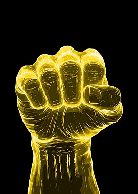 Golden Fist Illustration on Black Background