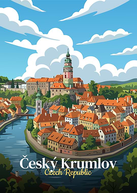 Český Krumlov Czech Republic Illustration
