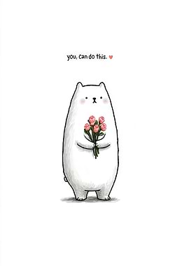 Cute Bear with Flowers and Message