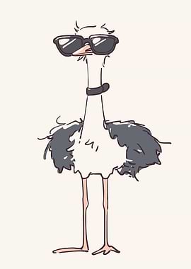 Cool Ostrich with Sunglasses Illustration