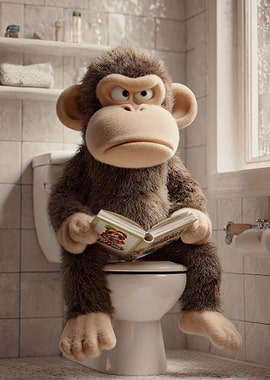 Grumpy Monkey Reading on the Toilet