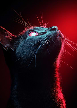 Black Cat with Red Eyes