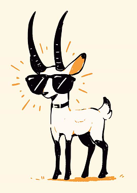 Cool Antelope with Sunglasses Illustration