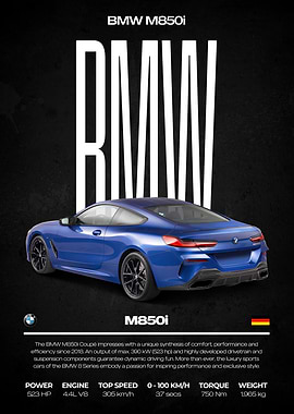 BMW M850i Car Poster