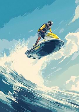 Jet Skiing Over a Wave