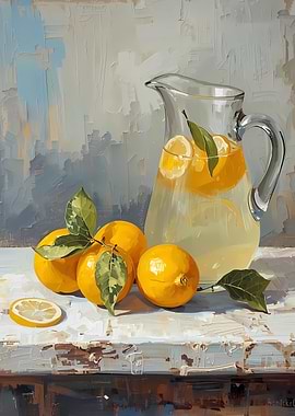 Still Life Pitcher And Lemonade Painting