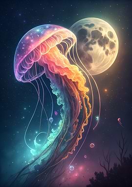 Cosmic Jellyfish and Moon
