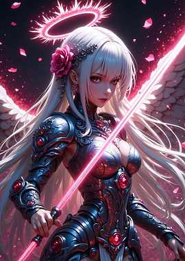 Anime Angel Warrior with Pink Sword