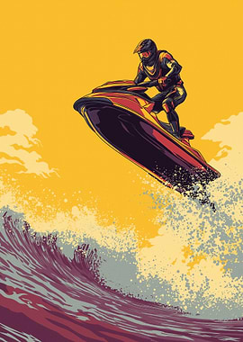 Jet Skiing Over a Wave