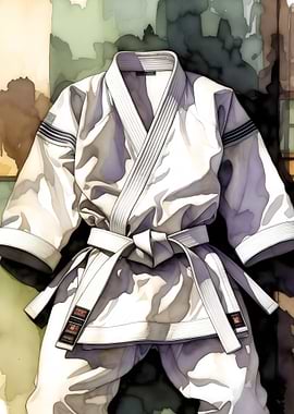 Karate Gi Watercolor Painting