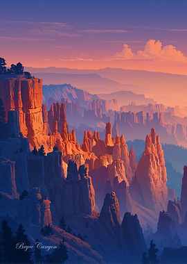Bryce Canyon Landscape Pixel Art