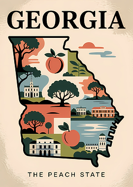 Georgia: The Peach State Illustrated Map