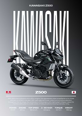 Kawasaki Z500 Motorcycle Poster